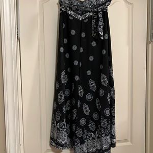 Black flared skirt with white medallions